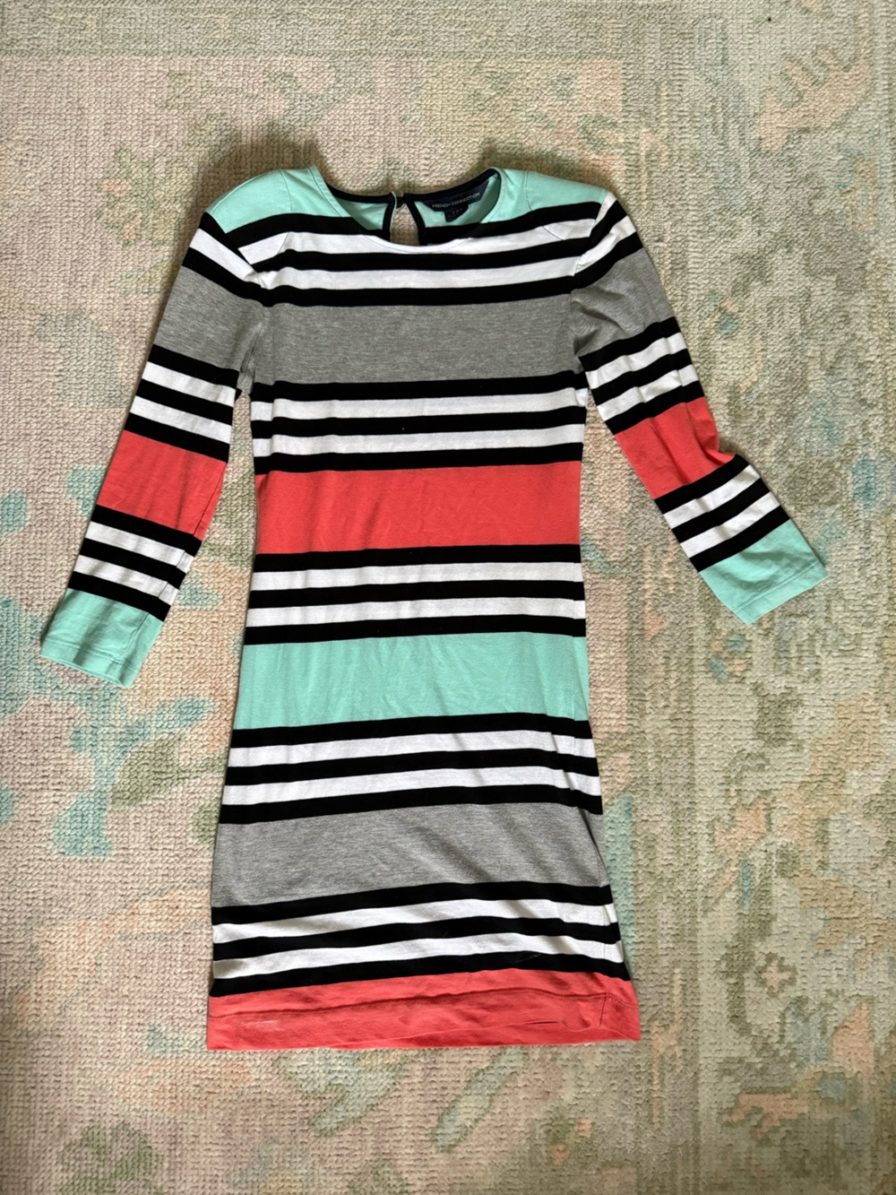 French Connection Striped Dress - Gray, Coral & Mint